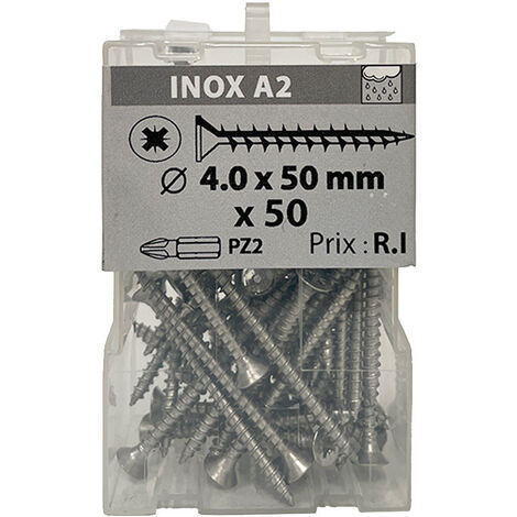 50 vis agglo 4x50mm fraisée Pz  inox A2 Viswood