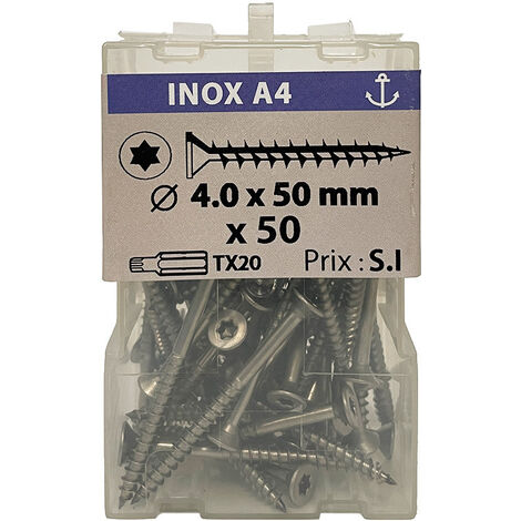 50 vis agglo 4x50mm fraisée Tx inox A4 Viswood