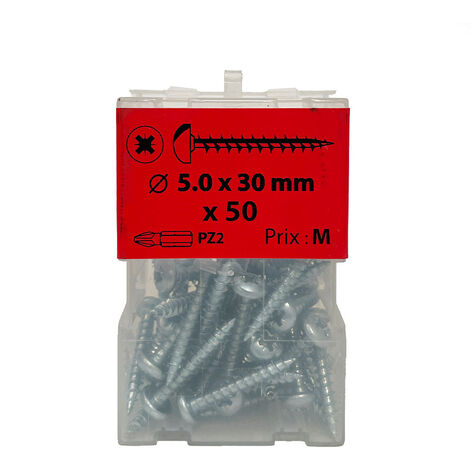 50 vis agglo 5 x 30mm tête ronde Pozidriv zingué - Viswood