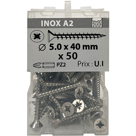 50 vis agglo 5x40mm fraisée Pz  inox A2 Viswood