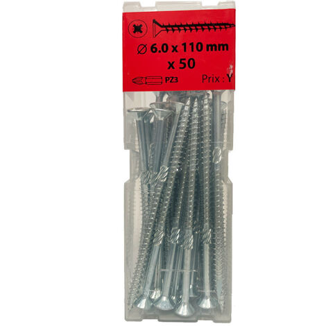 50 vis agglo 6x110mm fraisée Pz  zingué Viswood