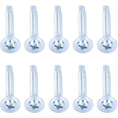 50 Vis autoforeuses en acier carbone galvanisé, tête Phillips, avec rondelle plate, dimensions 4.2x32mm, lot de 50