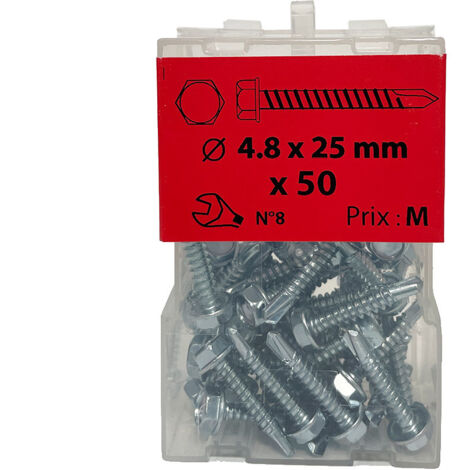 50 vis autoperceuses 4,8x25mm tête hexa zingué Viswood