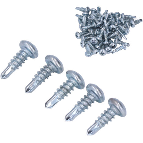50 Vis autoperceuses galvanisées à tête ronde, 4.2x13mm - Lot de 50 pour métal