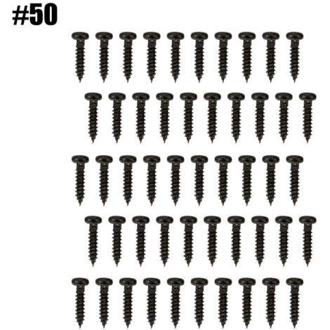 50 vis de montage chromées pour mécaniques de guitare, chevilles d'accordage et tuners (noir) - Lot de 50 pièces