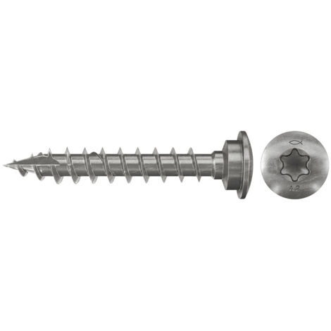 50 vis inox A2 tête plate TX Ø7,0 x 40 mm filetage total - Fischer