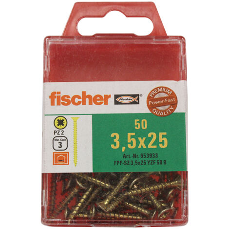 50 Vis VBA tête fraisée Power-Fast PZ2 Ø3,5 x 25 mm - Fischer