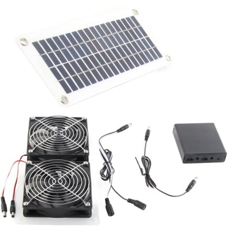 50-W-Solarventilator-Set mit Panel und zwei Abluftventilatoren für Gewächshaus, Schuppen oder Hühnerstall