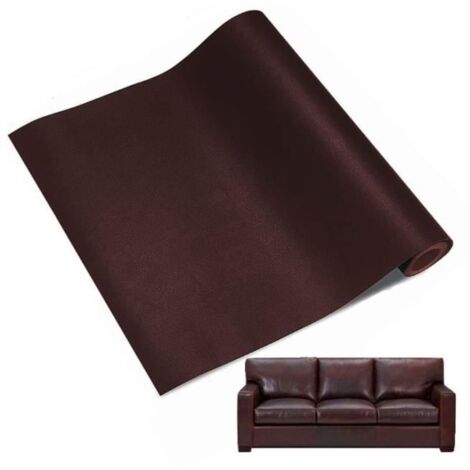 50 x 137cm Rouleau Adhesif Cuir, Simili Cuir Autocollant, Sièges de Voiture, Sac à Main, Veste en Cuir (brun foncé)
