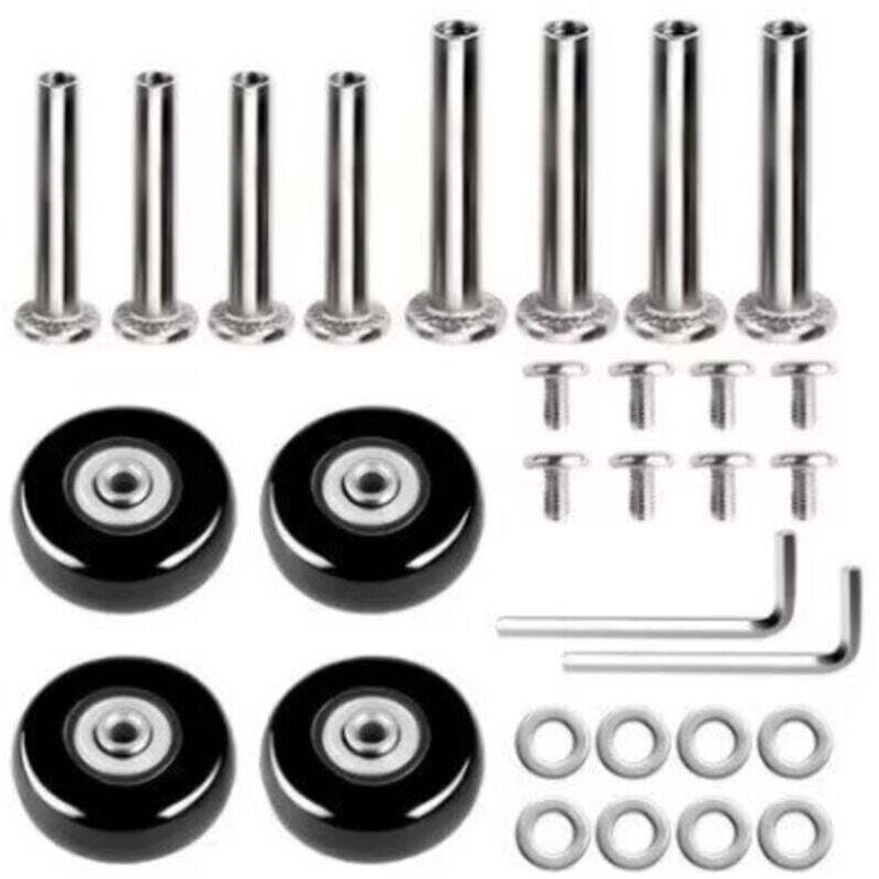 Image of 50 x 18 mm Set mit 4 Ersatzrollen für Koffer und Gepäck, Lenkrollen aus Gummi, Lager, Reparatursets