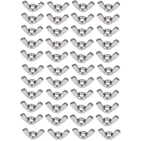 50 x 304 jeu d'écrous à oreilles en acier inoxydable M6 (1/4 pouce) écrou papillon matériel de fixation à torsion à la main