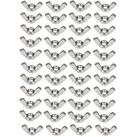 50 x 304 jeu d'écrous à oreilles en acier inoxydable M6 (1/4 pouce) écrou papillon matériel de fixation à torsion à la main