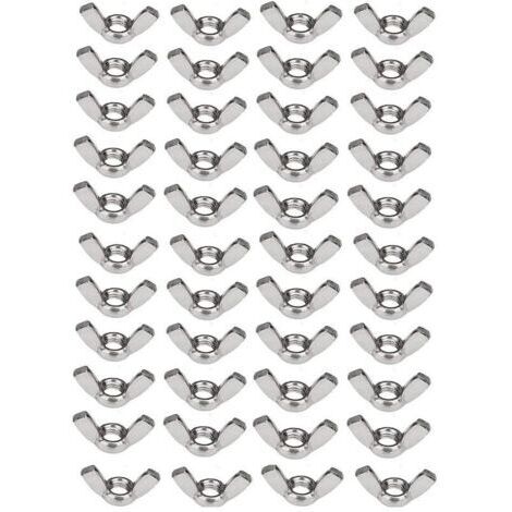50 x 304 jeu d'écrous à oreilles en acier inoxydable M6 (1/4 pouce) écrou papillon matériel de fixation à torsion à la main