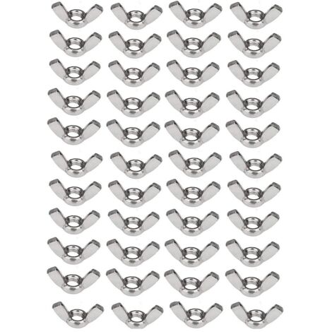 50 x 304 Stainless Steel Wing Nut Set M6 (1/4 inch) Butterfly Nut Hand Twist Fastener Hardware