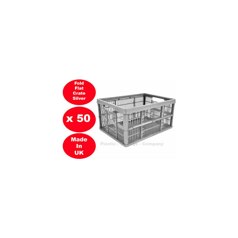 Image of 50 x 32 litre foldable crate plastic storage box basket crate flat good for cars