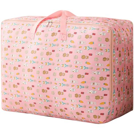 50 x 35 x 20 cm großer Oxford-Aufbewahrungsbeutel für Bettdecken, Stauborganizer, rosa Kaninchenmotiv
