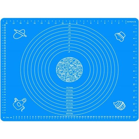 50 x 40cm Non-Stick Silicone Baking Mat, 50 x 40cm Fondant Mat with Measuring Marks, BPA Free (Blue)