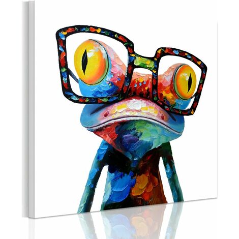 50 x 50 cm mehrfarbiger Tier-Großformat-Holzleinwanddruck (50 x 50 cm Frosch)
