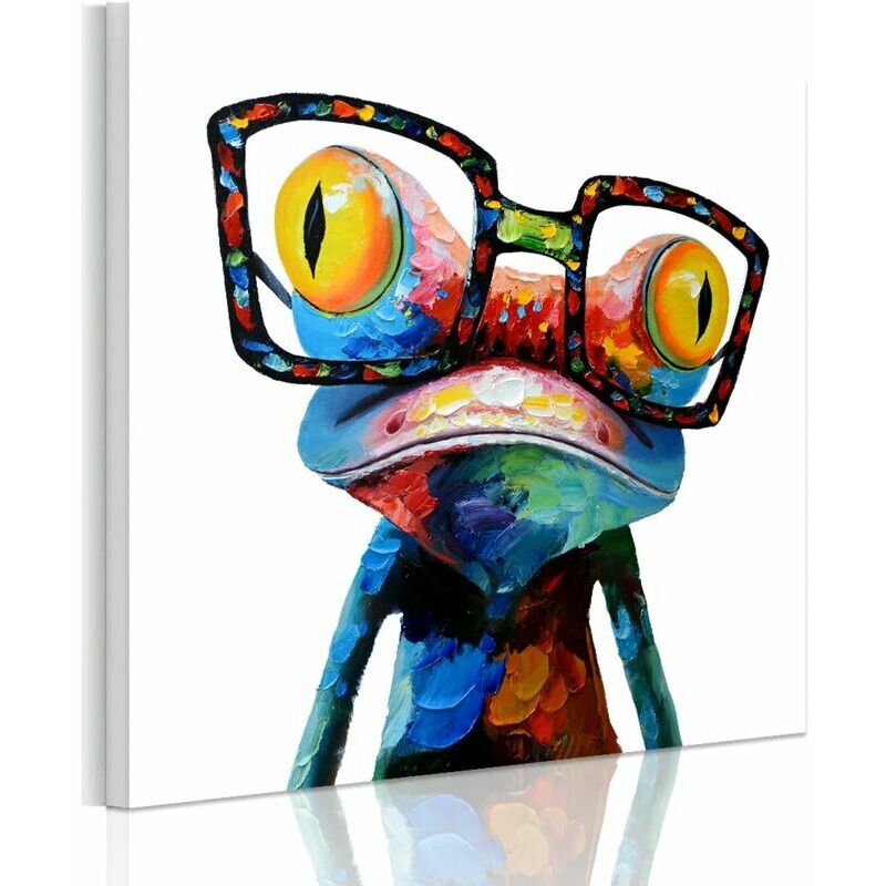 50 x 50cm Multicolor Animal Grand Format Impression sur Toile Bois (50X50cm Grenouille)