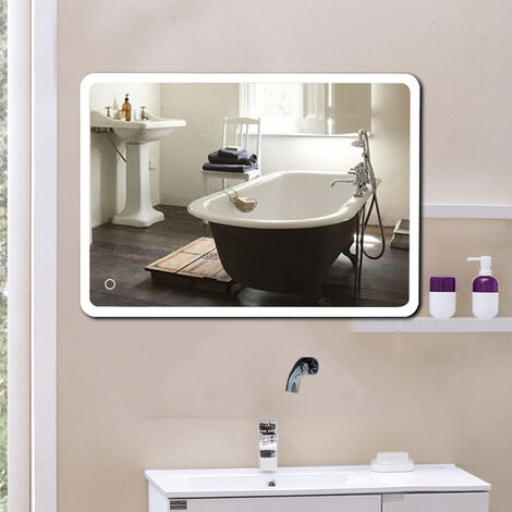 50 x 70 cm Miroir Maquillage,Haloyo®,Salle De Bain Éclairage,Blanc froid
