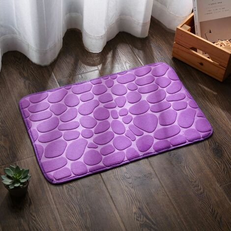 50 x 80 cm - (pourpre), tapis de bain éponge à mémoire antidérapante - tapis de bain, velours corail pierre gaufrée couleur unie