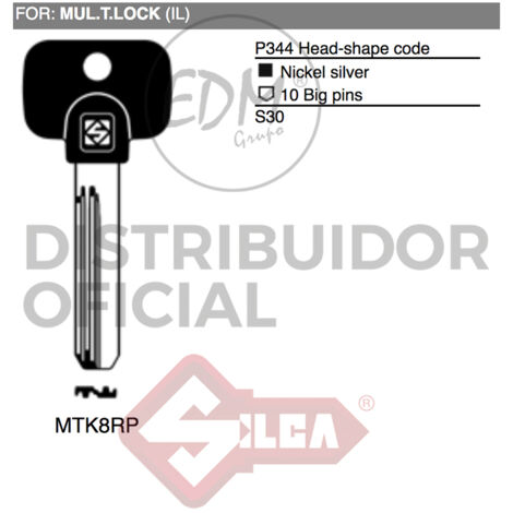 5,0 x CHIAVE PUNZONATA MULTLOCK MTK8RP SILCA