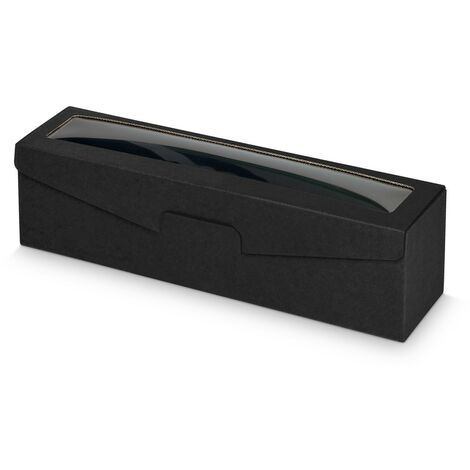 50 x Präsentkarton für 1 Flasche 380x95x90 mm Kraftpapier Fenster Schwarz