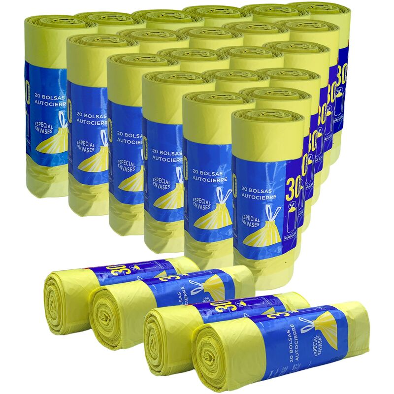 

500 bolsas de basura con autocierre 30L capacidad cada una, especiales cubos altos