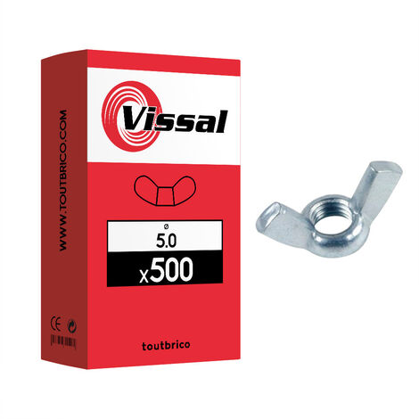 500 écrous à oreilles Ø 5mm zingué - Vissal