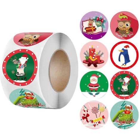 500 étiquettes autocollantes décoratives pour cadeaux de Noël