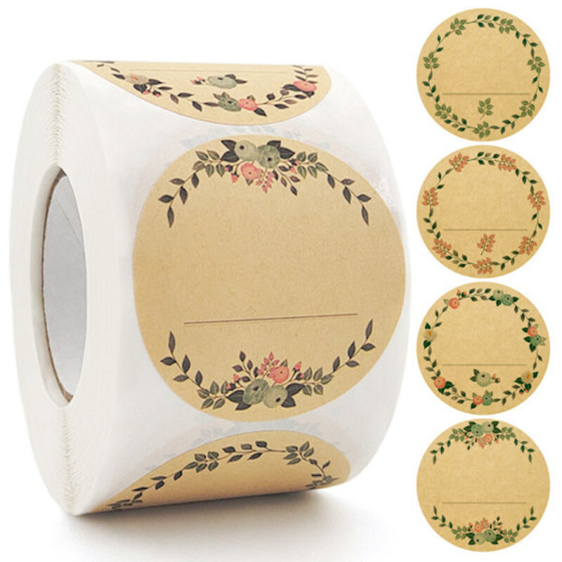 500 étiquettes autocollantes en papier kraft 5 cm Jam J