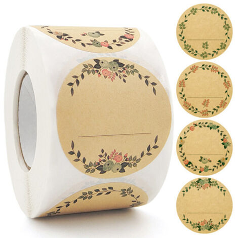 500 étiquettes autocollantes en papier kraft 5 cm Jam J