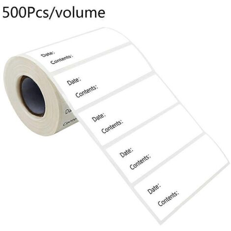 500 étiquettes autocollantes pour la cuisine, à coller sur les boîtes, sacs et bocaux, pour réfrigérateur, congélateur et autres contenants. Indique la date et le contenu.