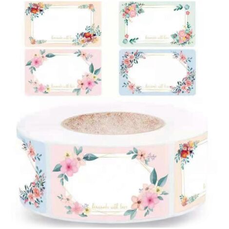 500 étiquettes autocollantes vierges à fleurs, à écrire, pour le rangement et l'organisation DIY