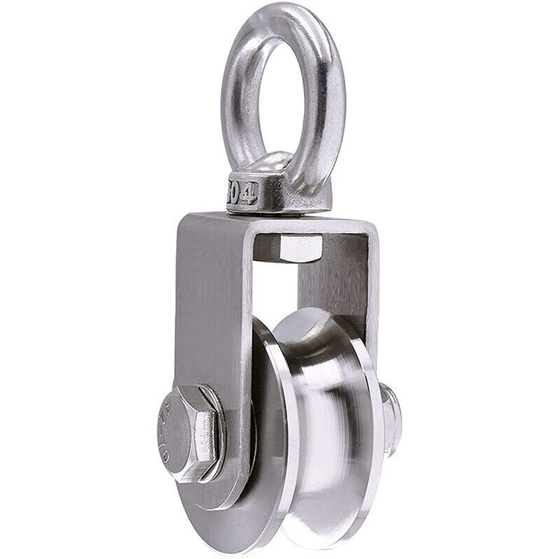 Image of 500 kg Heberolle mit 2 Lagern, Seilrolle, 48 mm 304 Edelstahlrolle
