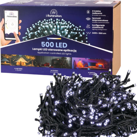 500 LED Weihnachtslichter WEISS TELEFONSTEUERUNG