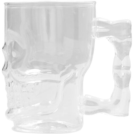 500 ml Borosilikat-Bierglas, Totenkopfschliff für Whisky, ideal für Hauspartys und Bars.