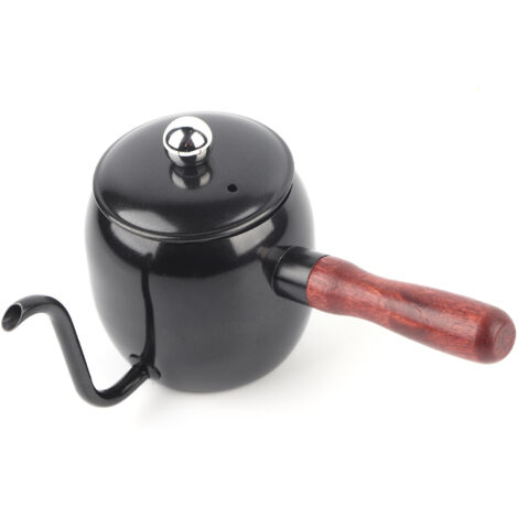 500 ml Edelstahl-Kaffeekessel, Teekanne mit langem Ausguss, schwarz - ideal zum Aufbrühen und Filtern von Kaffee.