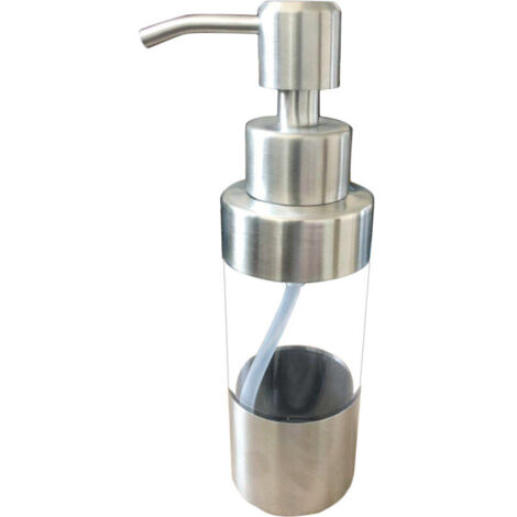 500-ml-Flüssigseifenspender, ABS und Edelstahl, transparente Flasche, nachfüllbar, elegantes Design fürs Badezimmer