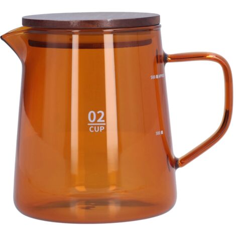 500-ml-Hitzebeständiger Teekessel mit Holzdeckel für Zuhause und Büro – Braun