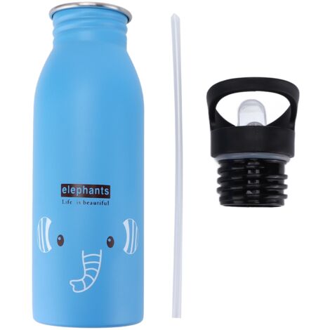 500-ml-Isolierflasche aus Edelstahl mit ergonomischem Trinkverschluss für Sport und Outdoor-Aktivitäten – Blue Elephant Design
