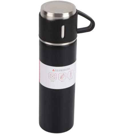 500-ml-Isolierflasche aus Edelstahl, tragbare Thermosflasche für Wandern und Sport – Schwarz