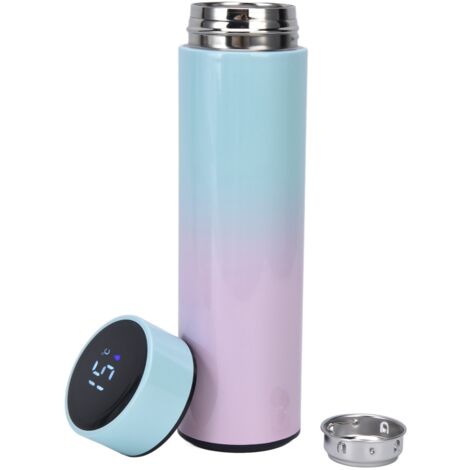 500-ml-Isolierflasche, doppelwandiger Edelstahl, intelligentes LED-Display – hellblauer Farbverlauf