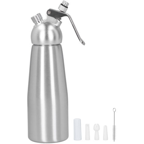 500-ml-Sahneaufschäumer aus Aluminiumlegierung mit 3 Dekorierdüsen für selbstgemachtes Gebäck und Desserts