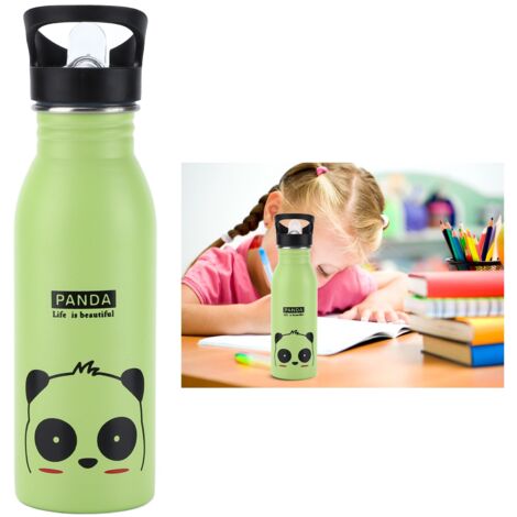 500-ml-Sport-Trinkflasche aus Edelstahl – Vakuumisoliert, mit integriertem Griff, auslaufsicher, für Outdoor-Sportarten, Pandagrün