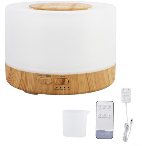 500-ml-USB-Luftbefeuchter mit Aromatherapie, 7 LED-Farben mit Fernbedienung, leise (35 dB) für Büro, Reisen und Zuhause, EU-Stecker 100–240 V