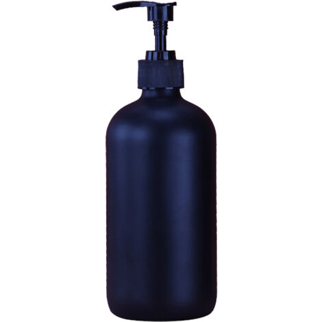 500 ml wiederbefüllbare, schwarz/weiße Glasflasche mit auslaufsicherer Pumpe für Shampoos und Flüssiggels