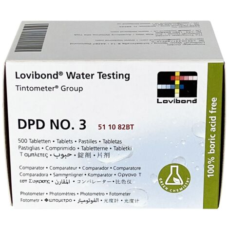 500 Pastiglie Reagenti DPD3 Lovibond per Misurazione Cloro Totale per Fotometro Elettronico Scuba / MD / PM600 / Multidirect