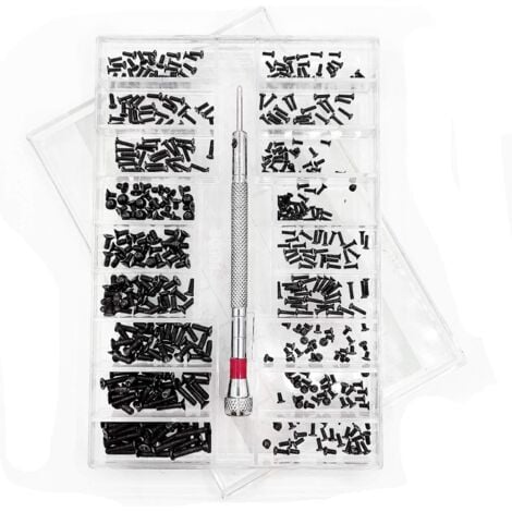 500 pcs Kit de Vis de Réparation Minuscule Micro, Avec Tournevis, Kit d'Assortiment de Petites Vis en Acier Inoxydable, 18 Tailles, pour Lunettes, Ordinateur Portable.