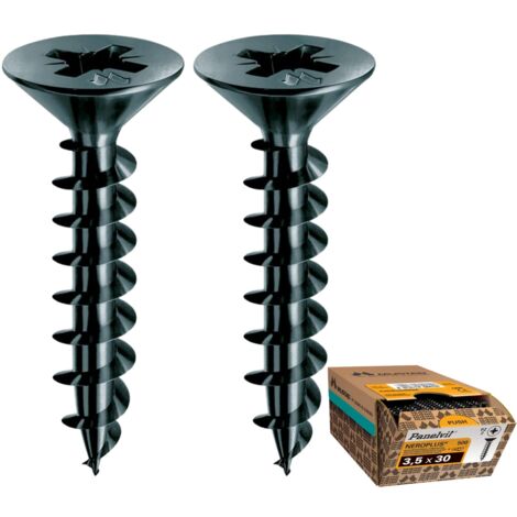 500 pcs. - L.16 x Ø3,5mm - Vis Universelles Neroplus à Tête Renforcée, Autotaraudeuses, Lubrifiées et Anticorrosion – Fabriquées en Italie
